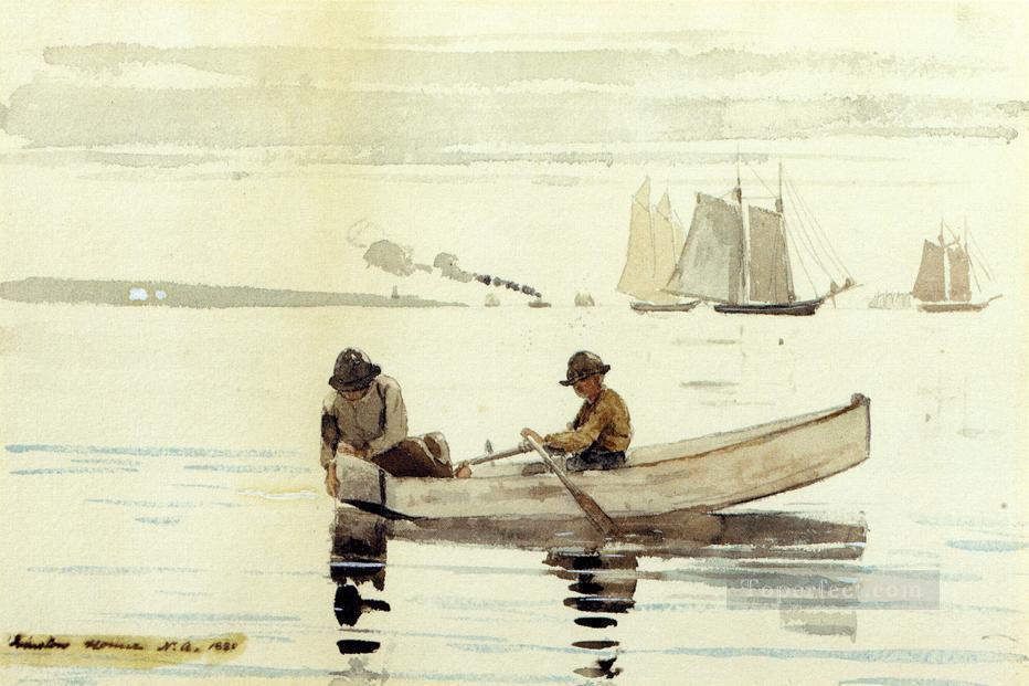 Boys Fishing Gloucester Harbor Realism marine painter Winslow Homer Oil Paintings